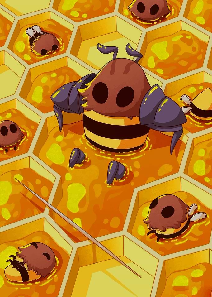 Cute Bees in Honeycomb