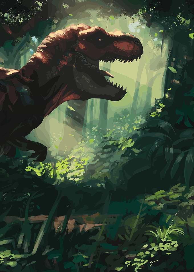 Tyrannosaurus Rex in Lush Jungle