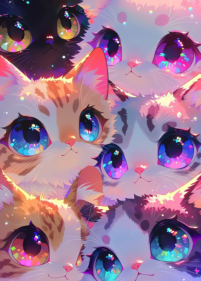 Kawaii Cats with Sparkly Eyes