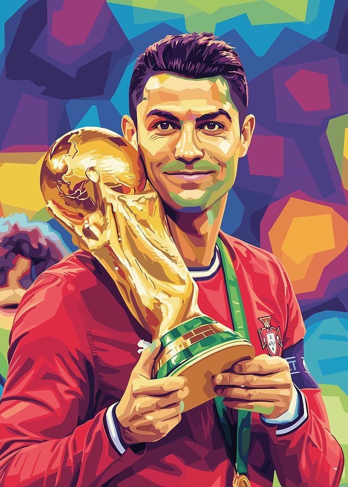 Cristiano Ronaldo with World Cup Trophy