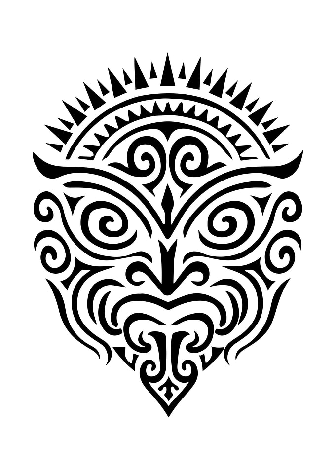 Tribal Mask with Sunburst Design