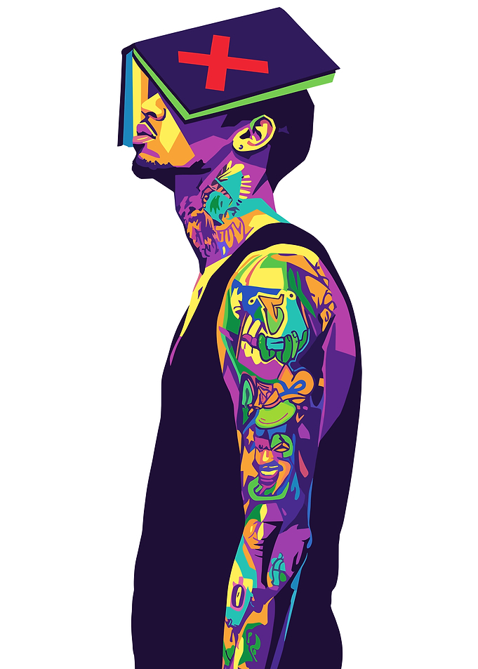 Pop Art Portrait of a Man with Tattoos