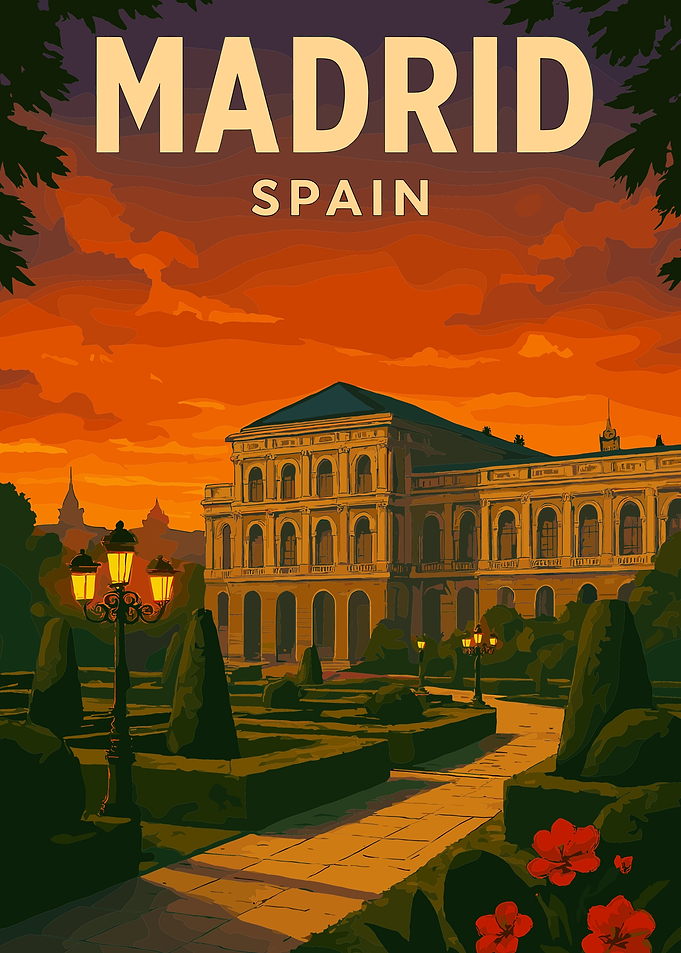 Vintage Cityscape Madrid Spain Travel