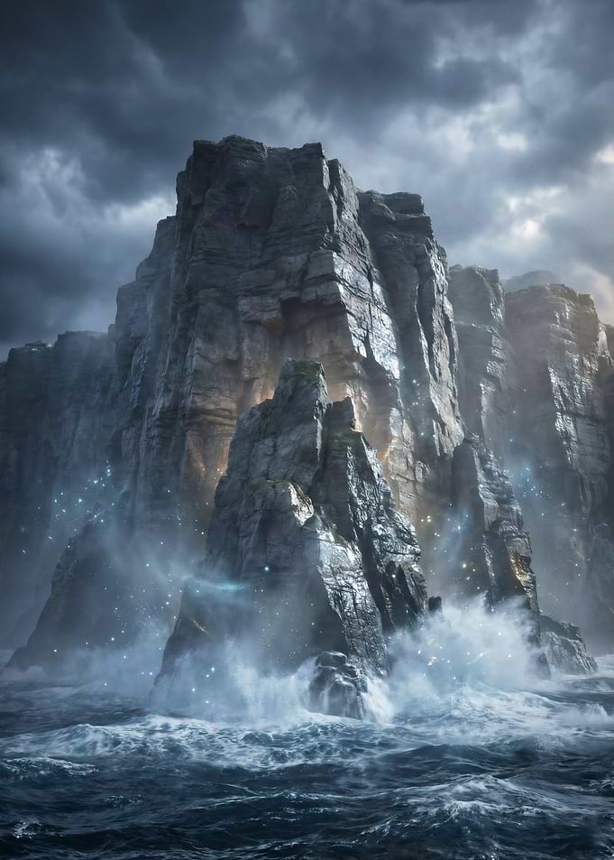 Dramatic Coastal Cliffs and Stormy Seas