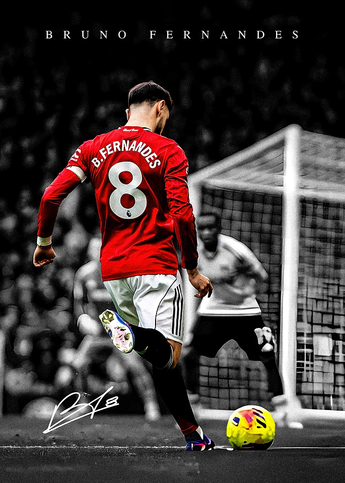 Bruno Fernandes Kicking a Soccer Ball