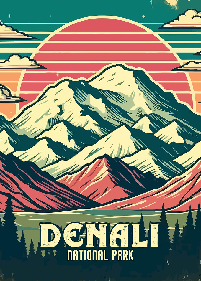 Denali National Park Vintage Poster