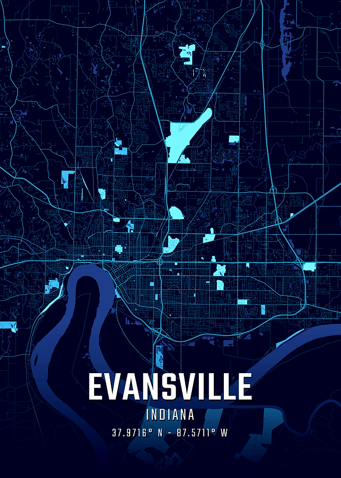 Evansville Indiana Midnight City Map