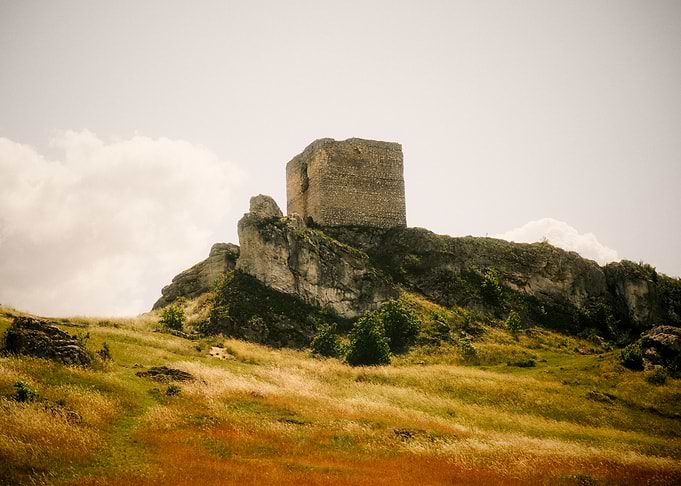 Ancient Castle Ruins on a Hilltop