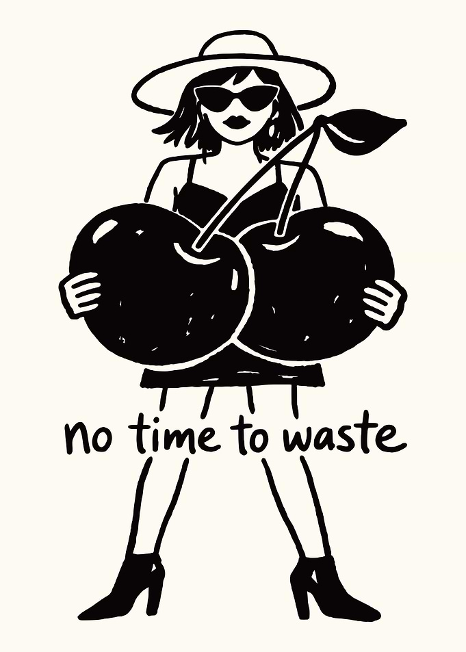 No Time To Waste Line Art