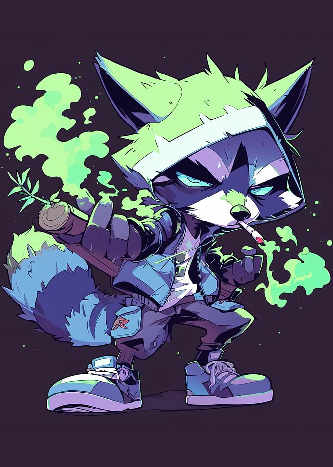Raccoon Smoking Weed