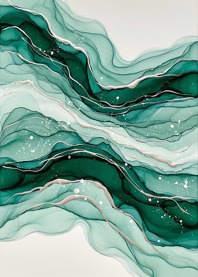 Abstract Emerald and Gold wall decor