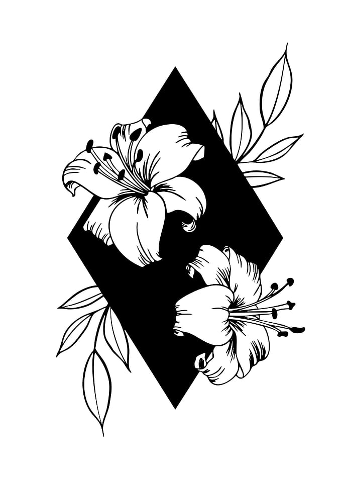 Black Diamond with White Lilies