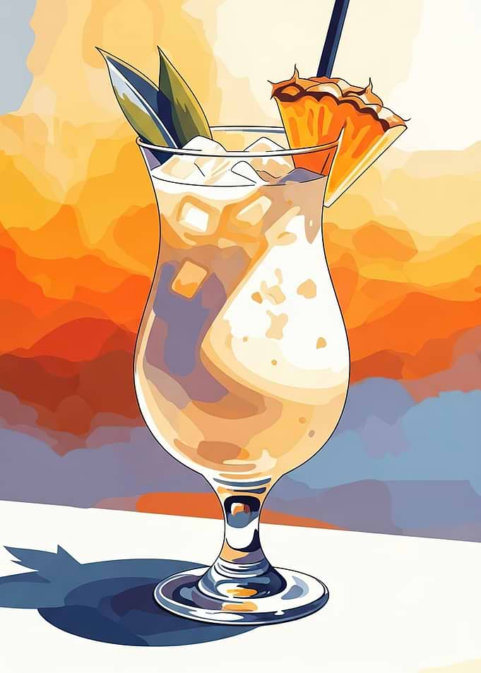 Tropical Cocktail with Pineapple and Leaves