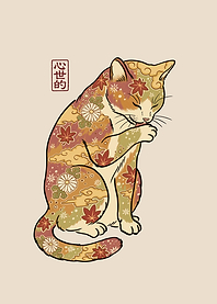 Autumn floral Cat