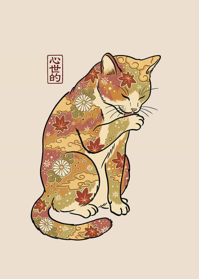 Autumn floral Cat