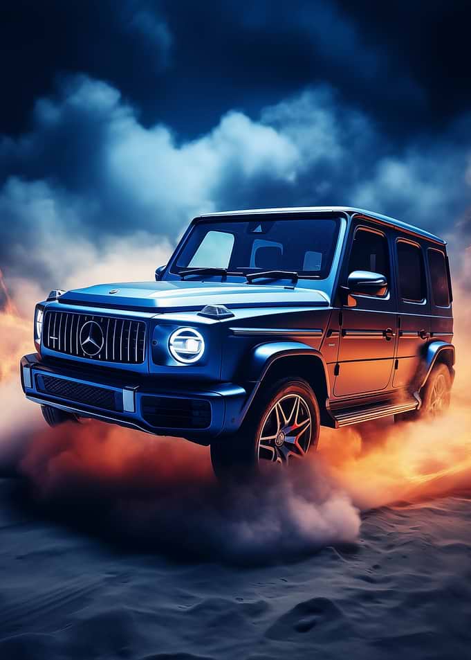 Mercedes G Wagon in smoke