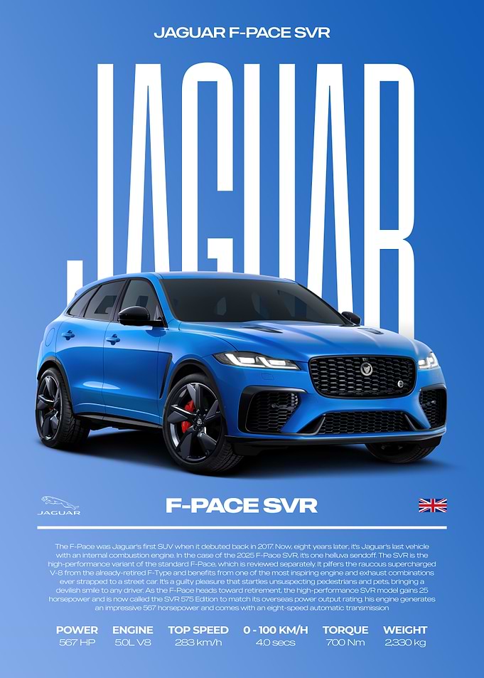 Jaguar F-Pace SVR Car Poster