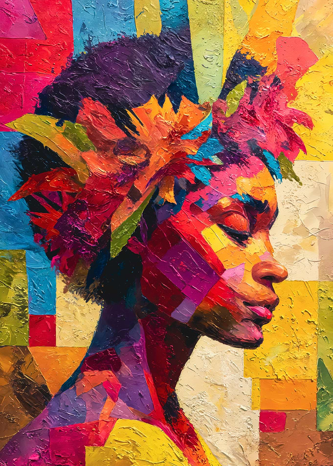 Colorful Abstract Woman Profile Portrait