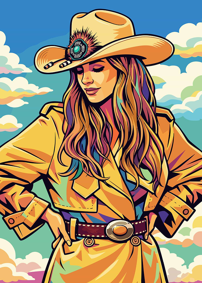 Cowgirl in Yellow Trench Coat