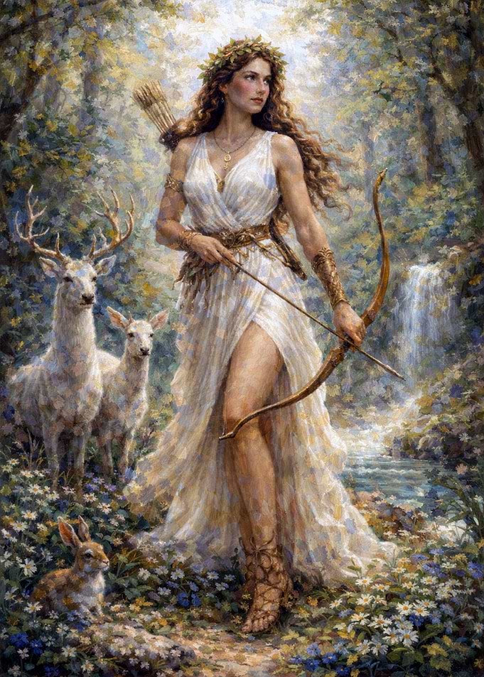 Artemis, Goddess of the Hunt with Deer