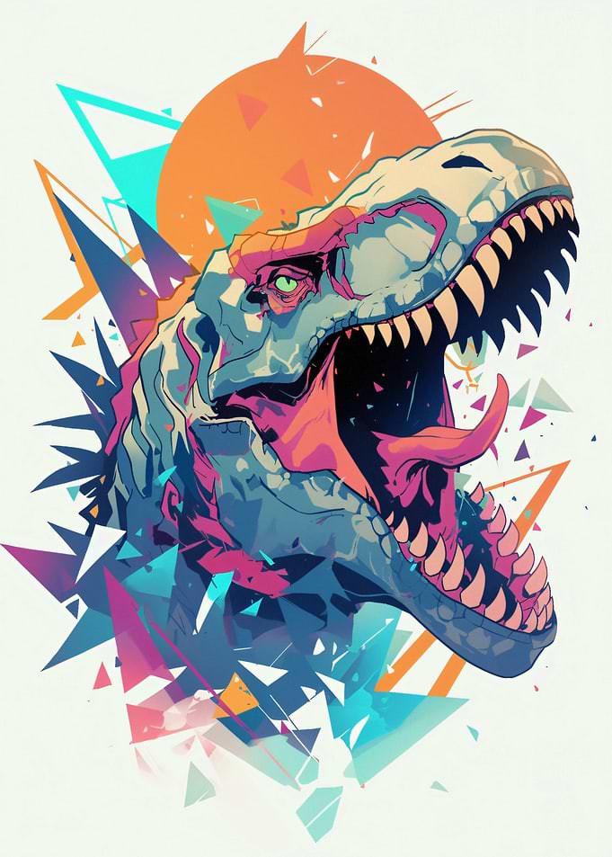 Retro Dinosaur Geometric Art