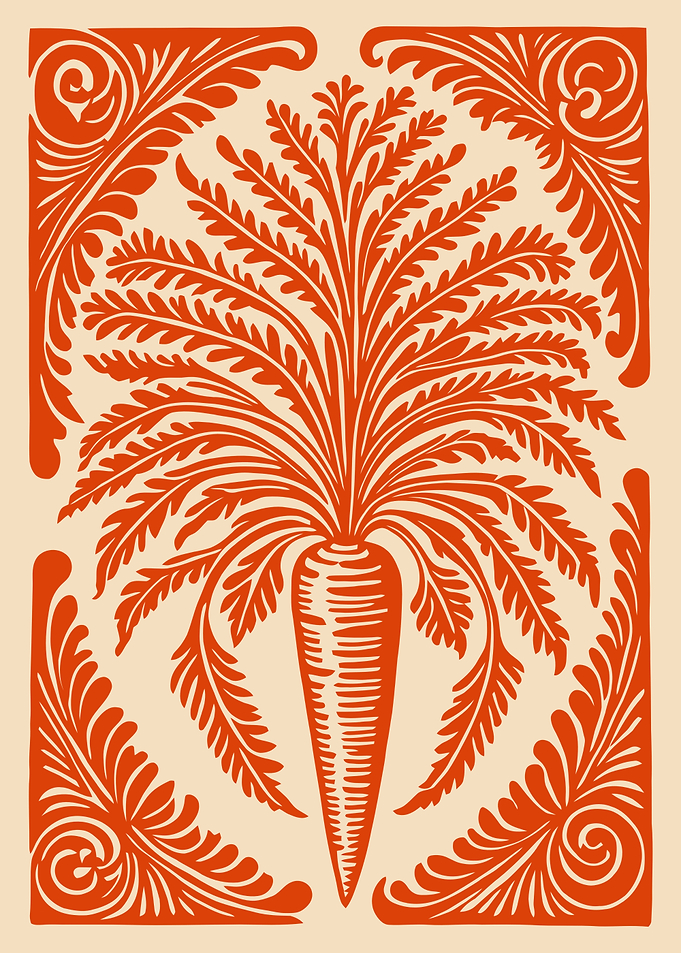Decorative Carrot with Ornate Border