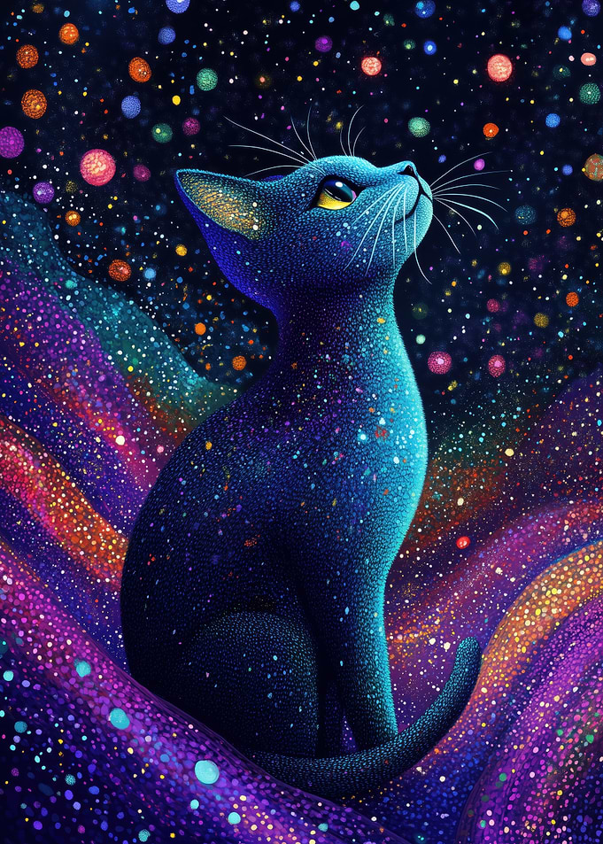 Cosmic Cat in a Starry Nebula