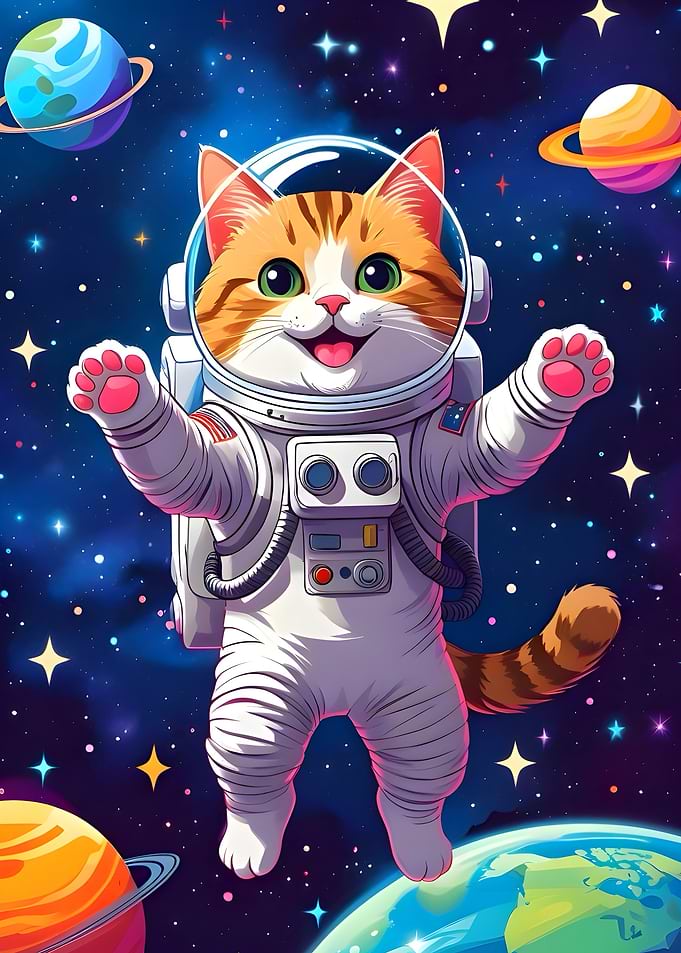 Astronaut Cat in Space