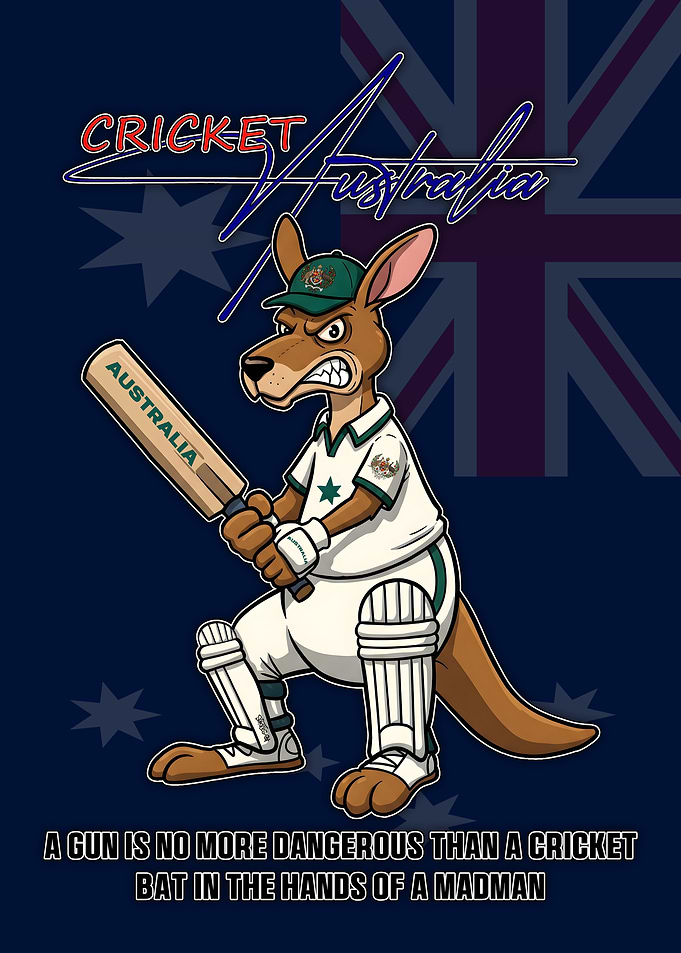 Angry Kangaroo Cricket Player