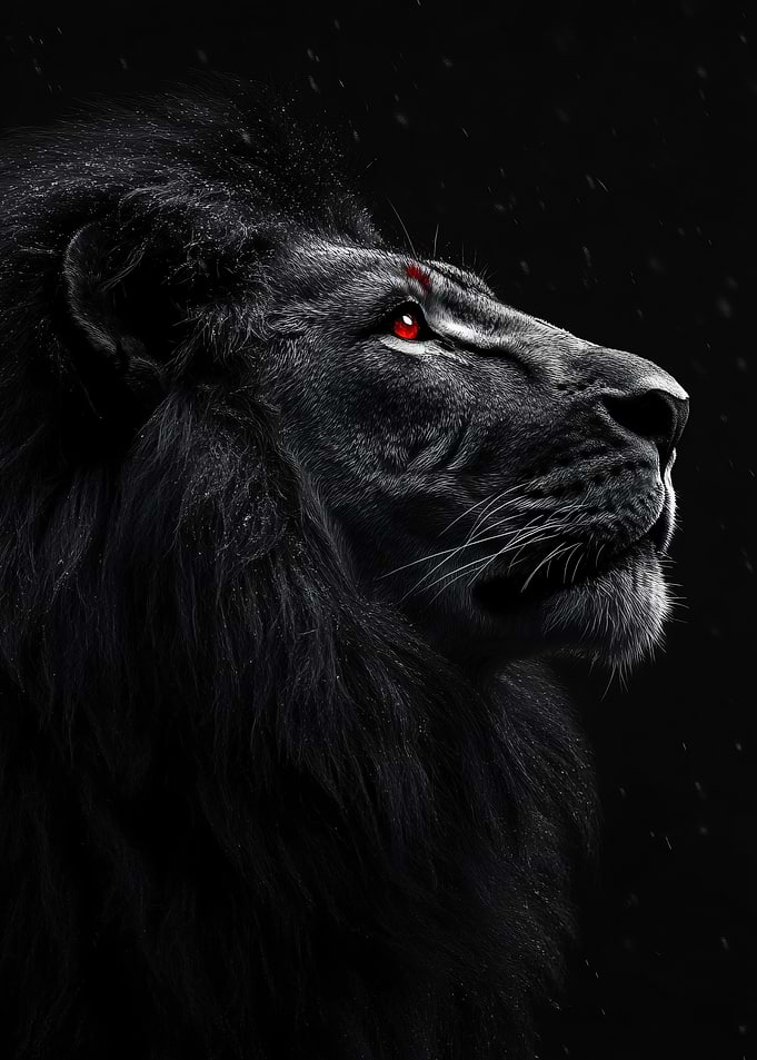 Black Lion with Red Eyes