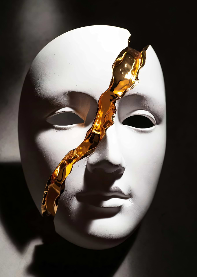 Kintsugi Mask with Gold Inlay
