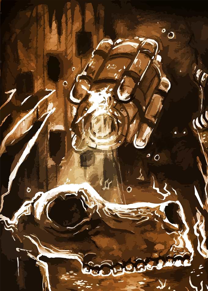 Mechanical Hand Illuminates Skull