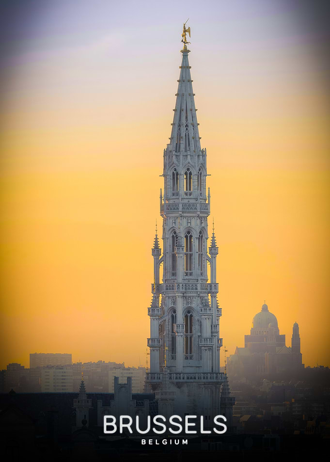 Brussels Cityscape at Sunset