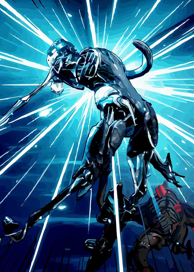 Futuristic Warrior in Blue Energy