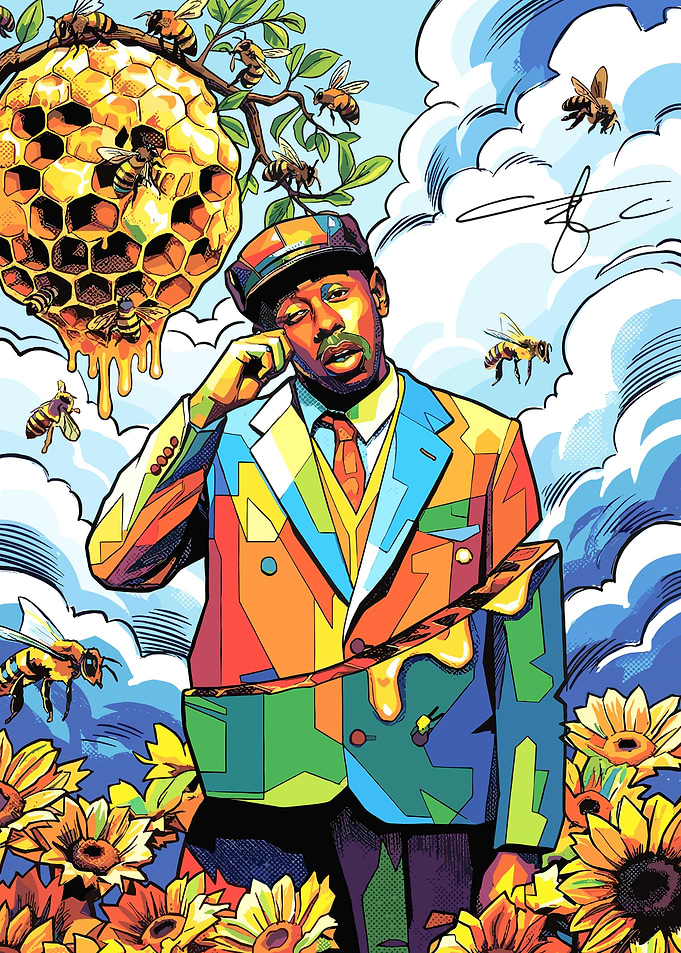 Tyler, The Creator with Bees and Sunflowers