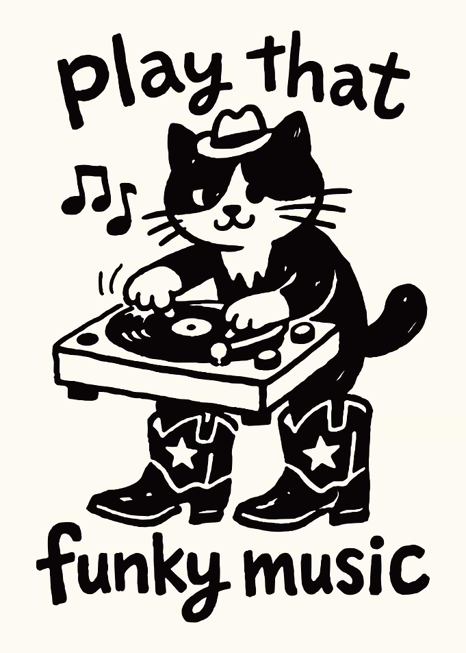 Cat DJ Playing Funky Music