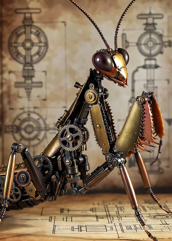 Steampunk Praying Mantis Sculpture