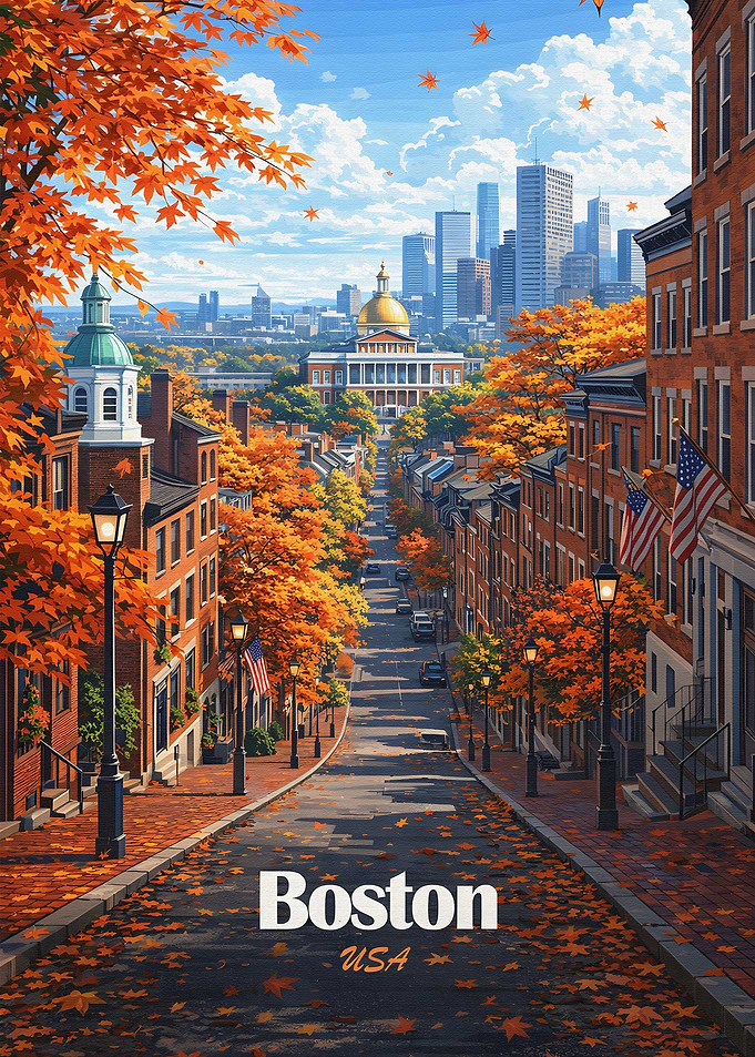 Boston City in Autumn