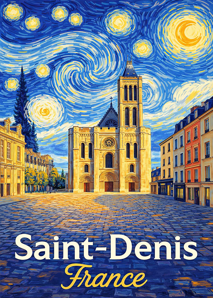 Saint-Denis France Starry Night Painting