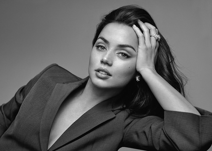 Ana de Armas Black and White Portrait