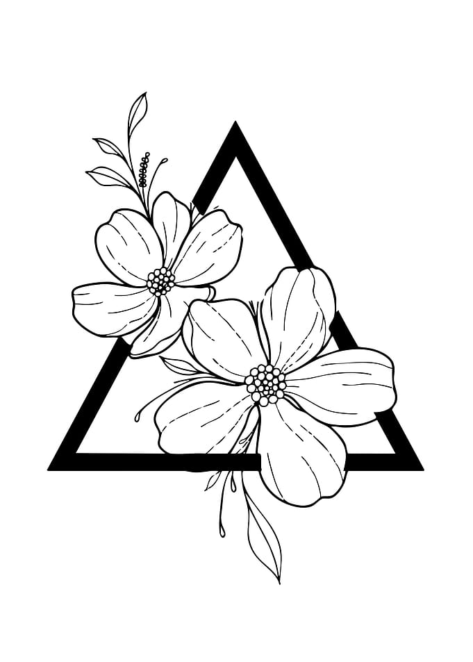 Geometric Triangle with Flowers