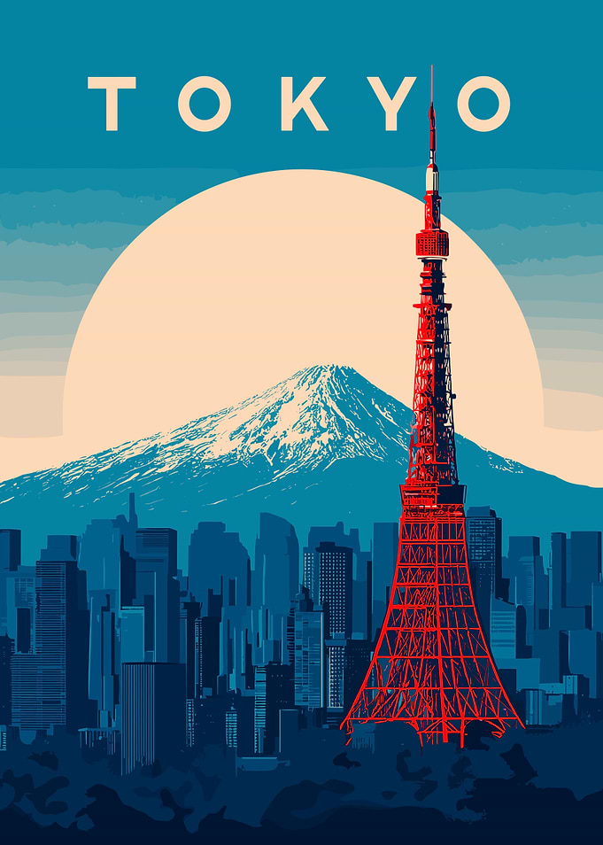 Tokyo Cityscape with Mount Fuji