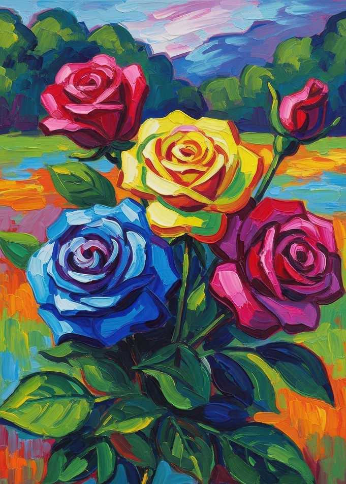 Vibrant Rose Painting