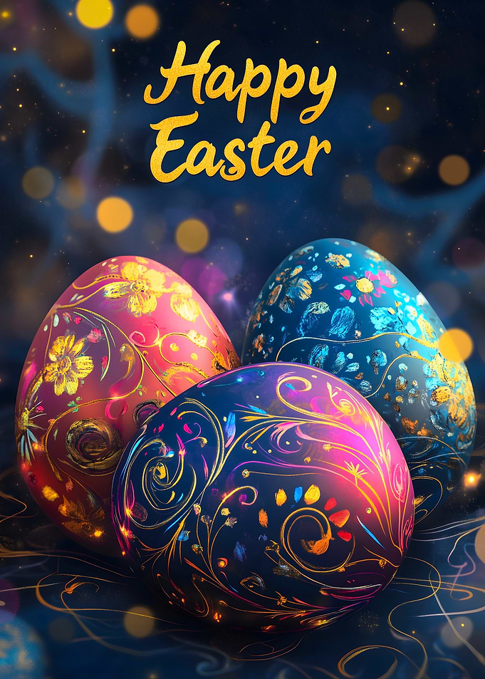 Happy Easter Decorated Eggs