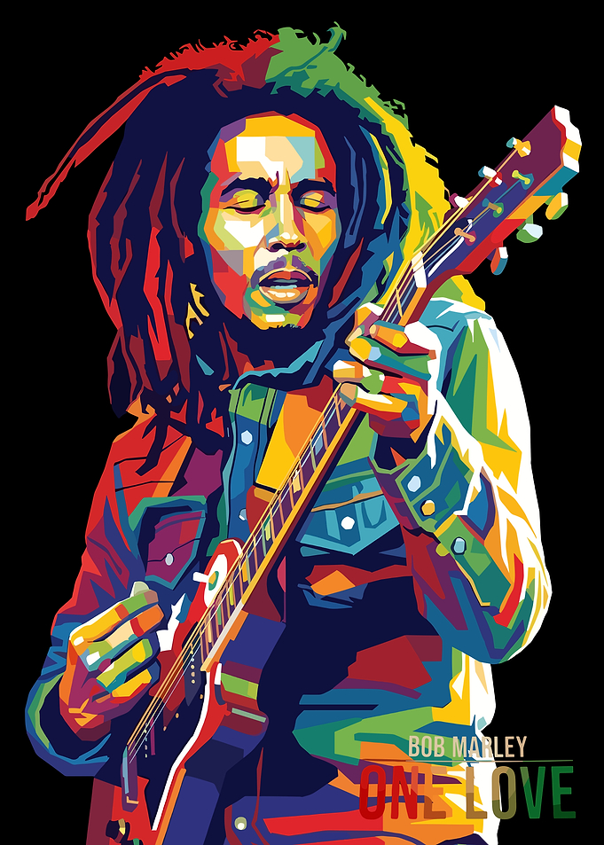 Bob Marley playing guitar art
