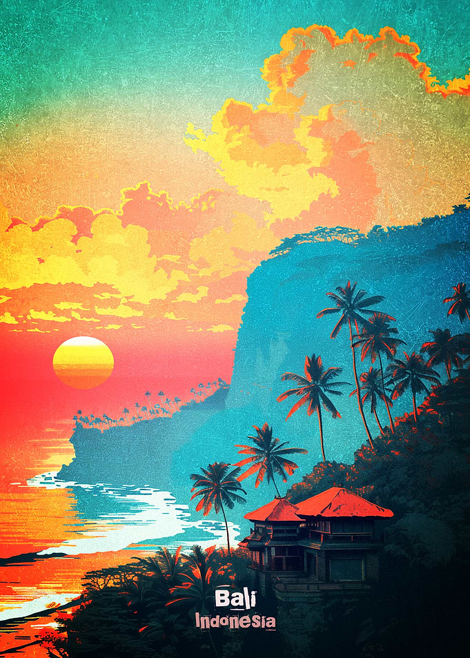 Bali Indonesia Sunset Poster