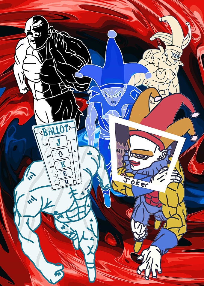 Joker Characters in Abstract Background