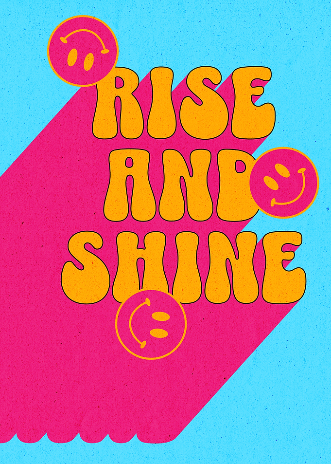 Retro Rise and Shine Smiley Face Art