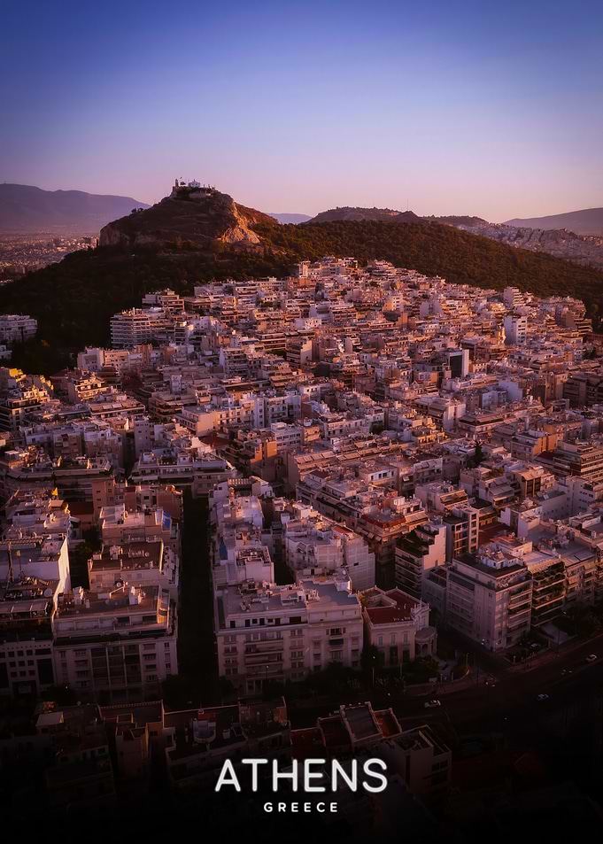 Athens cityscape at sunset