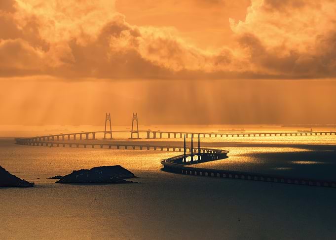 Golden Hour Bridge Over Water